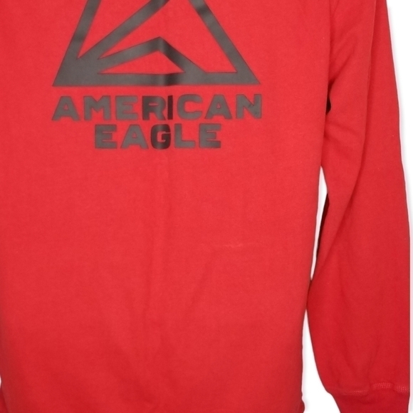 American Eagle Men's Long Sleeve Red Logo Sweatshirt Size M - Picture 4 of 6